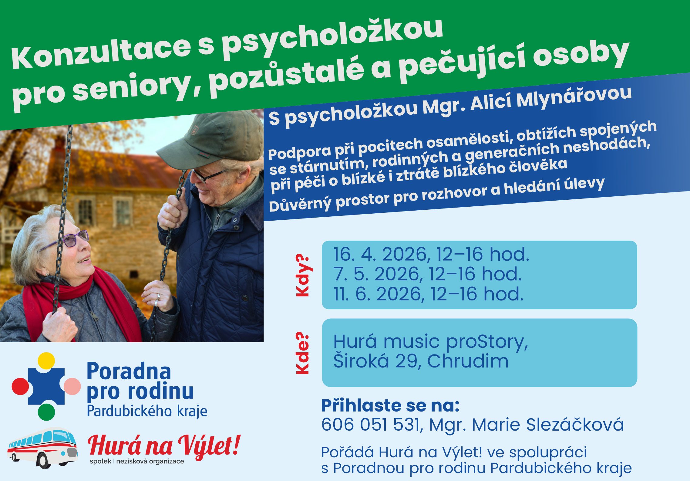 Konzultace s psycholožkou pro seniory Hurá, obrázek pro online